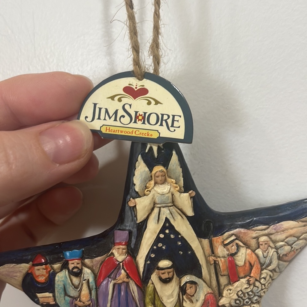JIM SHORE NATIVITY SCENE ANGEL STAR WOODEN ORNAMENT - Picture 4 of 6